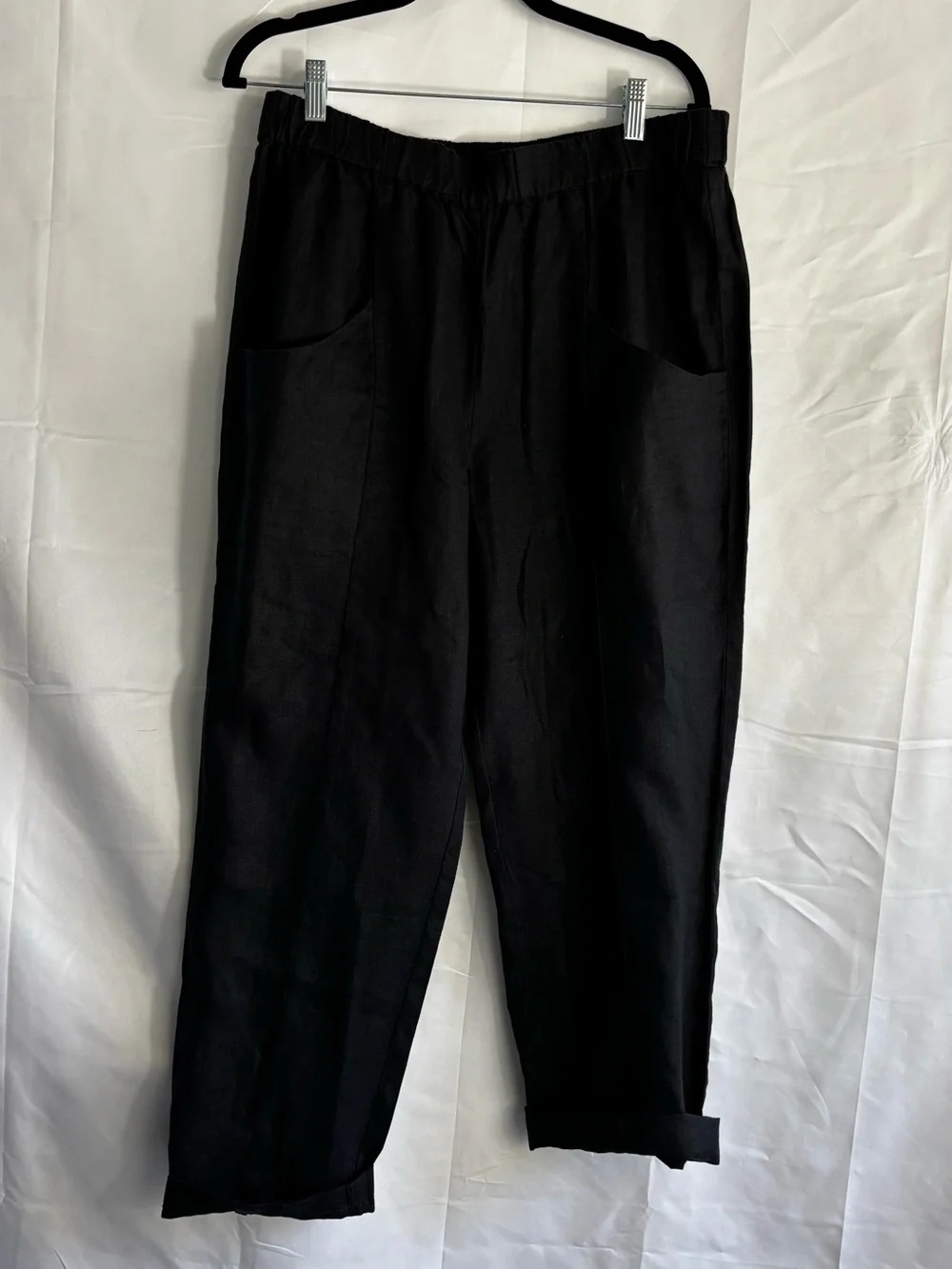 women's Black Quince Linen Casual Pants
